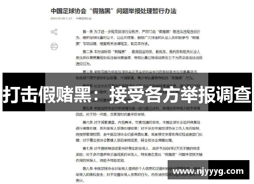 打击假赌黑：接受各方举报调查